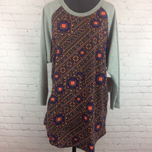 SOFT Ladies Baseball T retro geometric print comfy - Picture 6 of 8